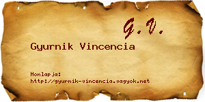 Gyurnik Vincencia névjegykártya